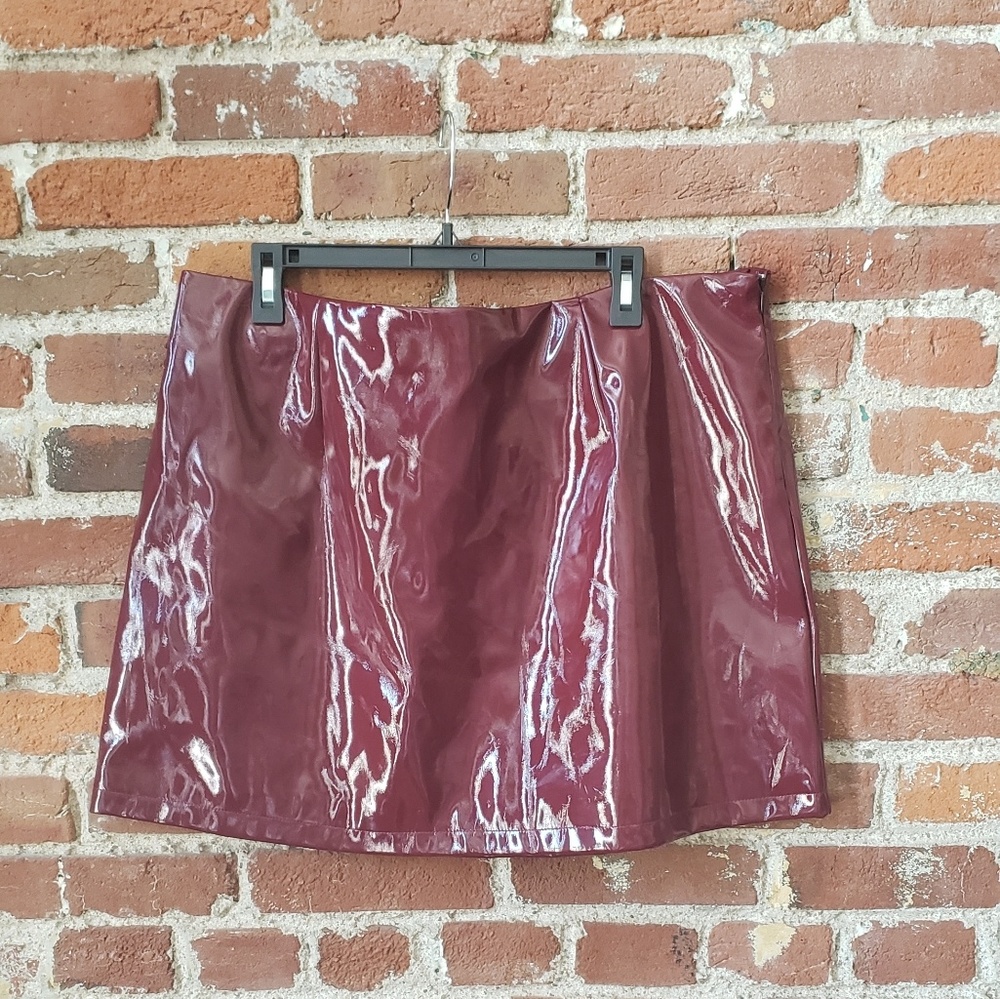 Patent Mini Skirt, zip closure